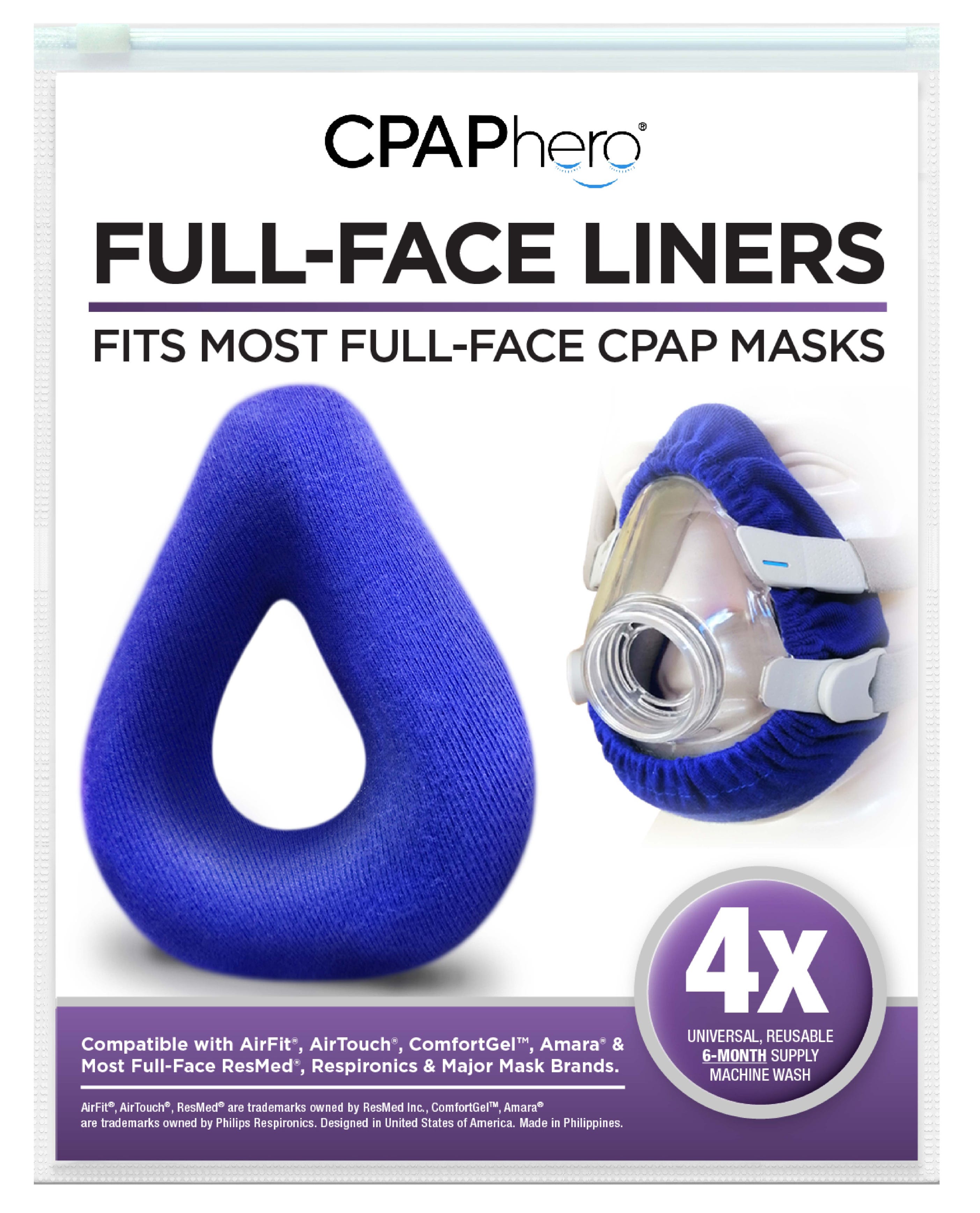 CPAPhero Reusable Full Face CPAP Mask Liners , Blue , 4 Pack