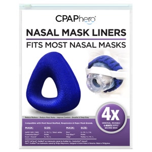 Reusable Nasal CPAP Mask Liner covering a CPAP mask