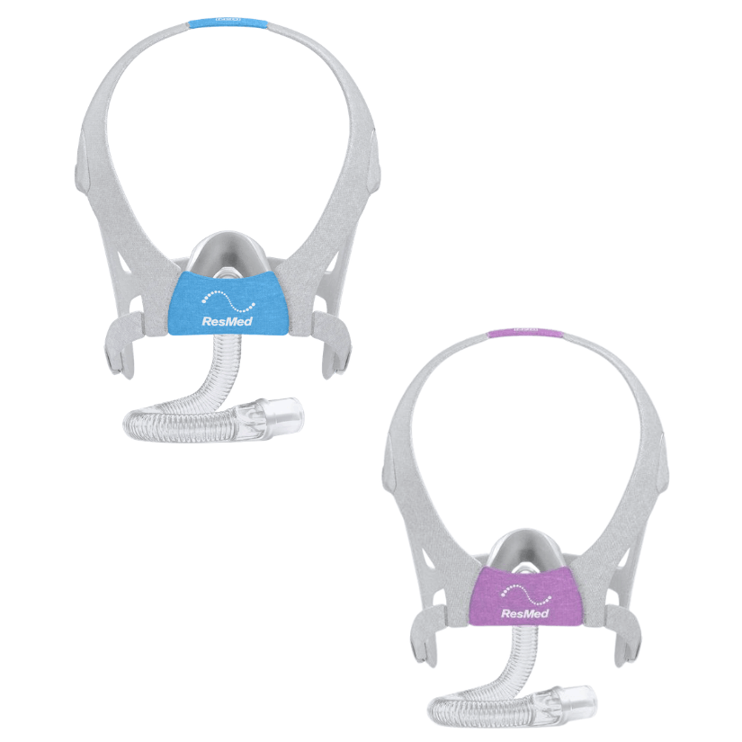 Resmed AirTouch N20 Nasal CPAP Mask with Headgear - Blue and Purple masks 