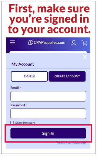 Redeeming Loyalty Rewards Points Step 1 | CPAPsupplies.com