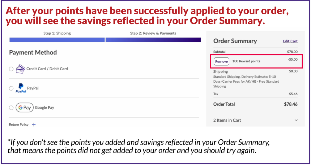 Redeeming Loyalty Rewards Points Step 8 | CPAPsupplies.com