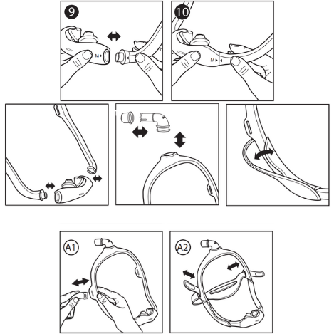 Philips Respironics DreamWear Nasal Pillow CPAP Mask Assembly and Disassembly Guide Diagram