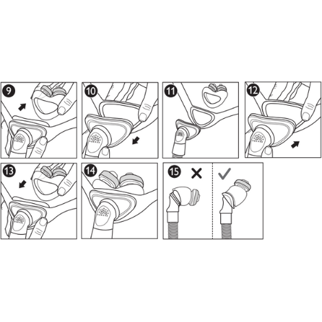 Philips Respironics Nuance Pro Nasal Pillow CPAP Mask Assembly/Disassembly Guide Diagram