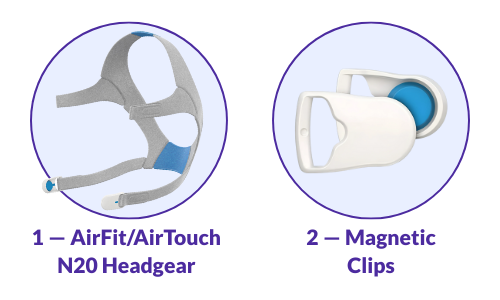 Resmed AirFit/AirTouch N20 CPAP Mask Headgear With Clips
