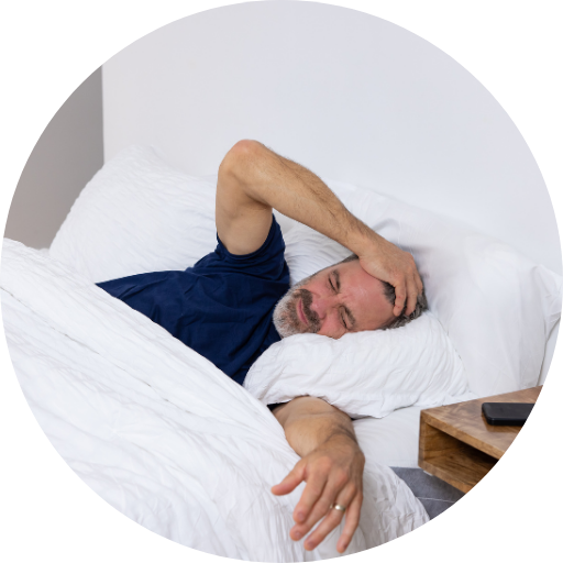 man struggling to sleep